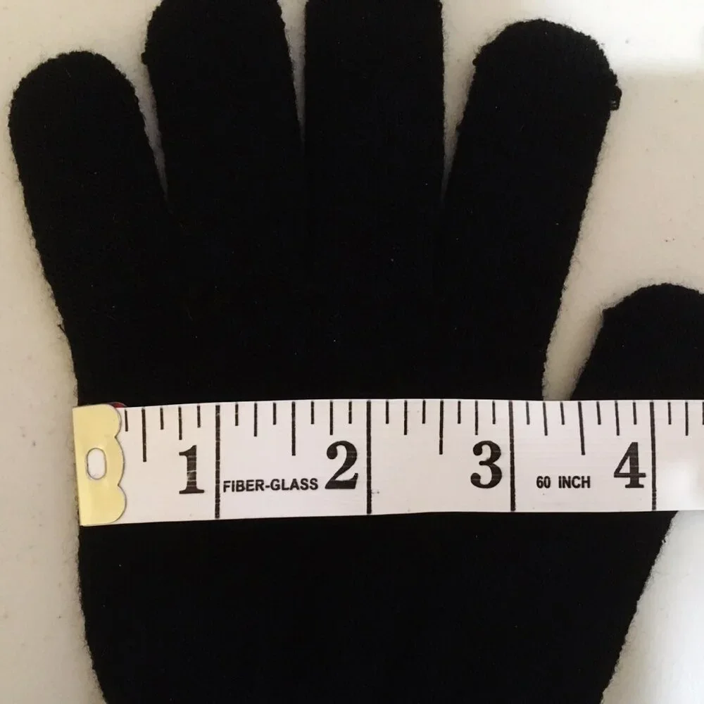Black White Kids Gloves 2 Pair Boys Girls Children Unisex Knitted Stretch